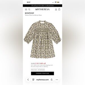 Bonpoint Tamsin floral corduroy dress